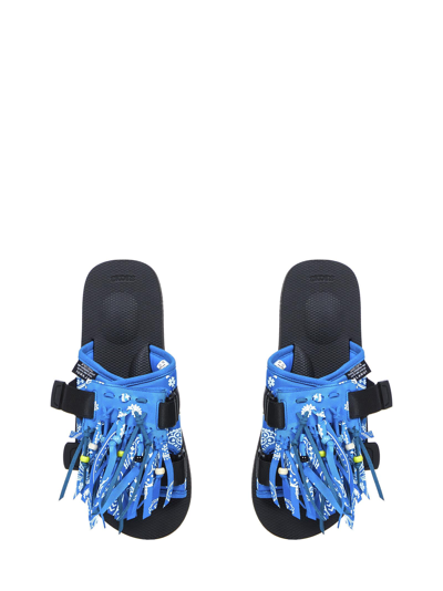 Shop Alanui X Suicoke Moto Fringed Suicoke Sandals In Blue