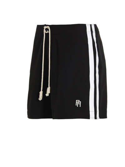 Shop Palm Angels Logo Swimming Trunks In Nero Bianco