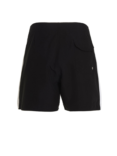 Shop Palm Angels Logo Swimming Trunks In Nero Bianco