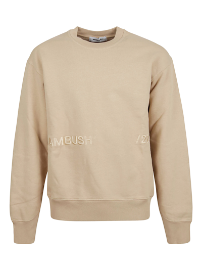 Shop Ambush Logo Embroidered Sweatshirt In Sesamo