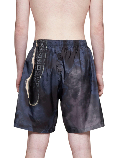 Shop Fendi Tie-dyed Drawstring Shorts In Moonlight