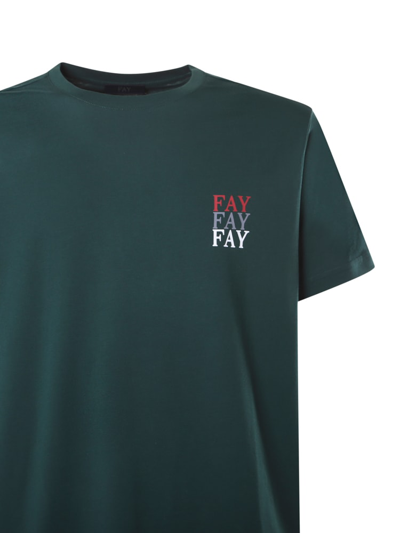 Shop Fay Cotton Jersey T-shirt With Logo Print In Blu