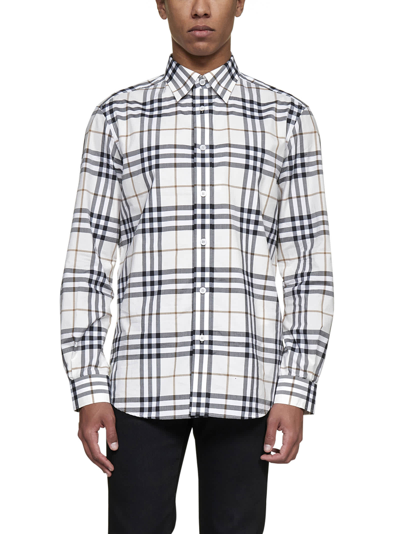 Shop Burberry Shirt In Parchment Ip Check