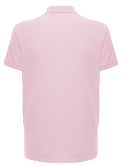 Shop Polo Ralph Lauren Man Pink Cotton Piquet Polo Shirt Logo