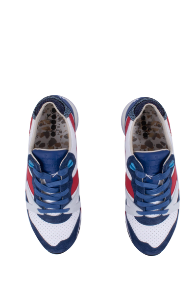 Shop Diadora Leather Sneakers In White/navy