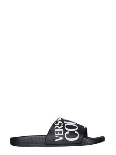 Shop Versace Jeans Couture Slide Sandal With Logo In Black