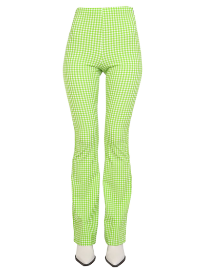 Shop Msgm Plaid Pattern Pants In Verde