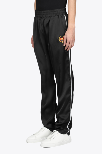 Shop Bel-air Athletics Academy Tracksuit Black Satin Track Pant With Side Band - Academy Tracksuit In Nero