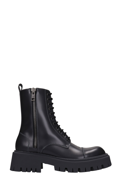 Shop Balenciaga Tractor Bootie Combat Boots In Grey Leather In Fossil Grey
