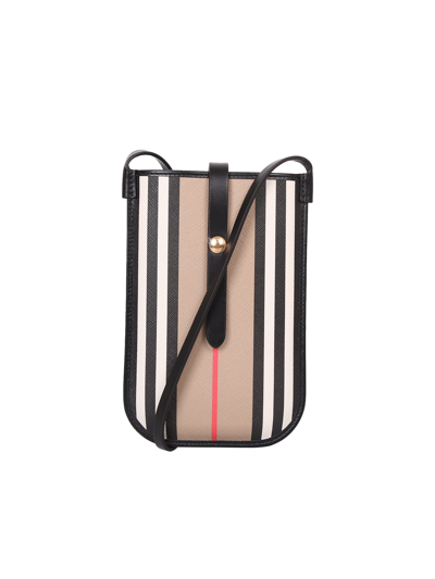 Shop Burberry Icon Stripe Anne Strap Phone Case In Beige