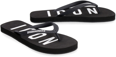 Shop Dsquared2 Icon Rubber Thong-sandals In Nero/bianco
