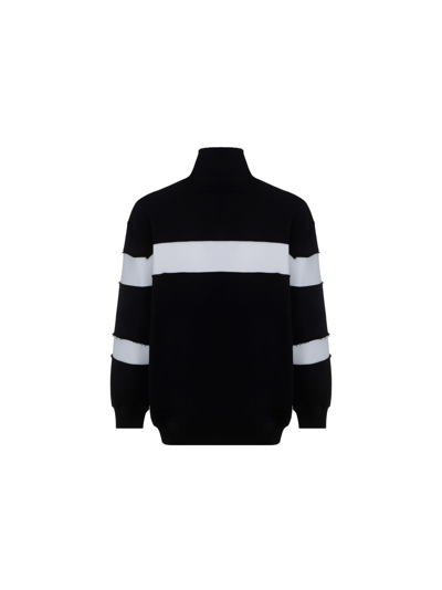 Shop Balmain Multi Cut Sweatshirt In Nero/bianco