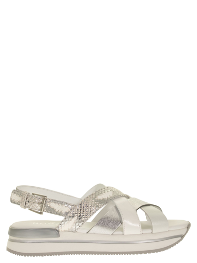 Shop Hogan H222 - Cross Sandal In Bianco