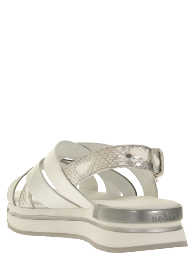 Shop Hogan H222 - Cross Sandal In Bianco