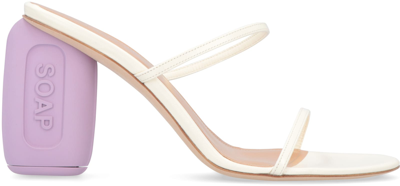 Shop Loewe Leather Mules In White Lavender