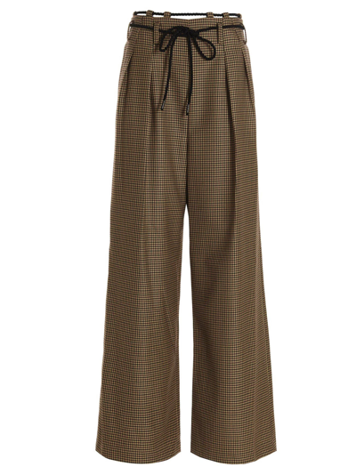 Andersson Bell Checked High-waisted Trousers In Mustard Check