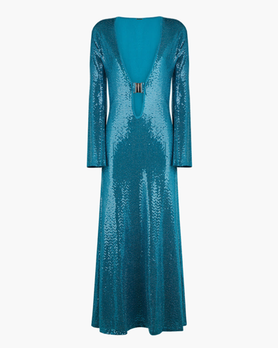 Shop Dodo Bar Or Julie Long Sequins Dress In Turquoise