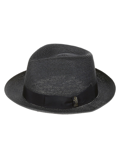 Shop Borsalino Treccia Canapa In Blu