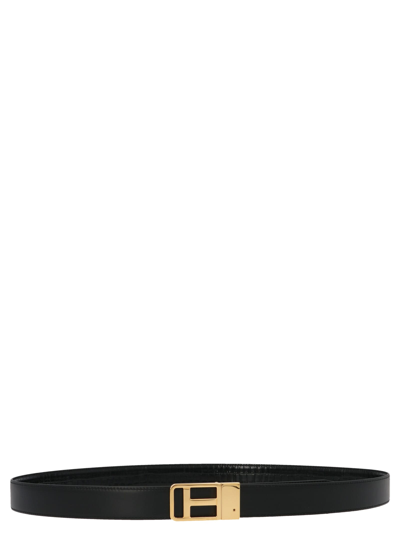 Shop Tom Ford Logo Buckle Reversible Belt In Black