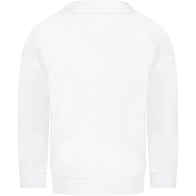 Shop Balmain White Sweatshirt For Girl With Logo