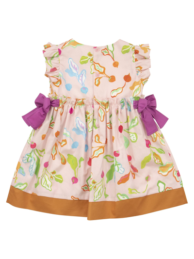 Shop Il Gufo Cotton Dress With Radish Print In Pink/orange