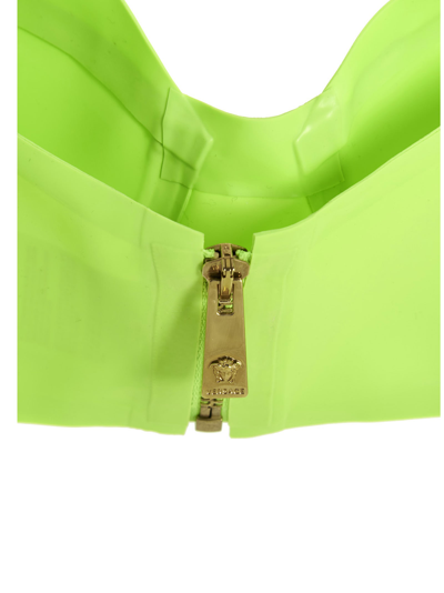 Shop Versace Logo Latex Top In Green