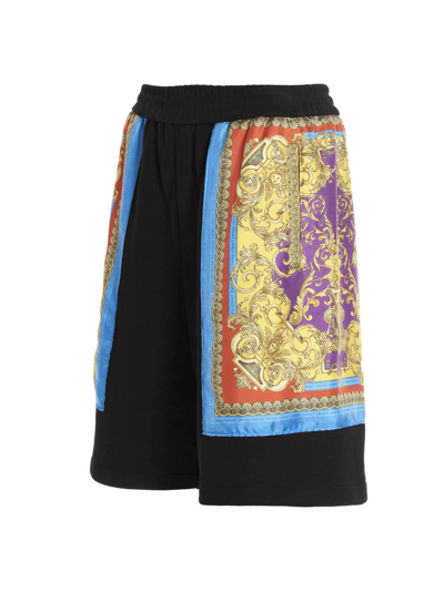 Shop Versace Barocco Goddess Bermuda Shorts In Black