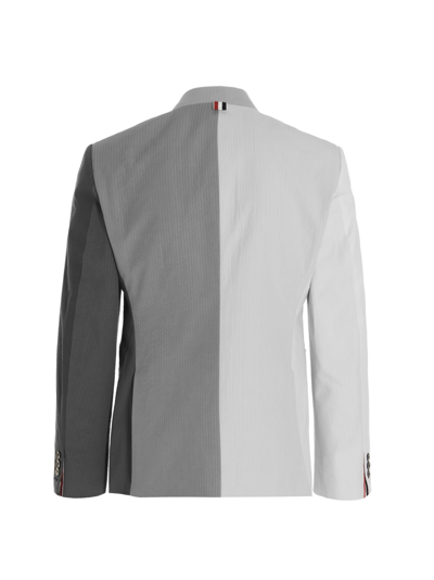Thom Browne Colorblock Single-breasted Blazer Jacket In Gray 