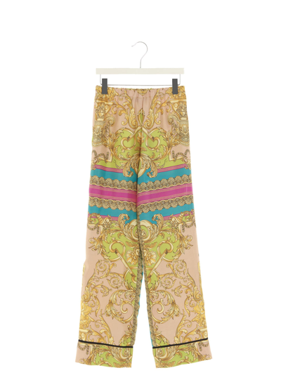 Shop Versace Barocco Goddess Trousers In Multicolor
