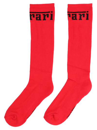 Shop Ferrari Logo Socks In Red
