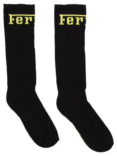 Shop Ferrari Logo Socks In Black