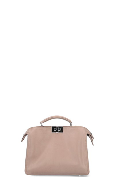 Shop Fendi Peekaboo Iseeu Small Bag In Corda/latte