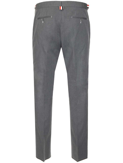 Shop Thom Browne Slim-fit Low-rise Trousers In Grey/ Deep Black