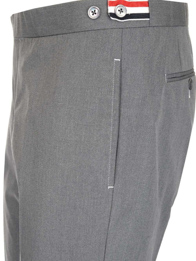 Shop Thom Browne Slim-fit Low-rise Trousers In Grey/ Deep Black