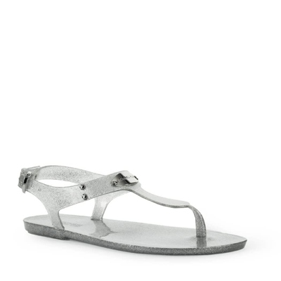Shop Michael Kors Mk Plate Jelly Silver Flat Sandal
