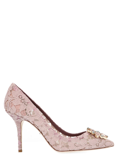 Shop Dolce & Gabbana Bellucci Lace Pumps In Pink