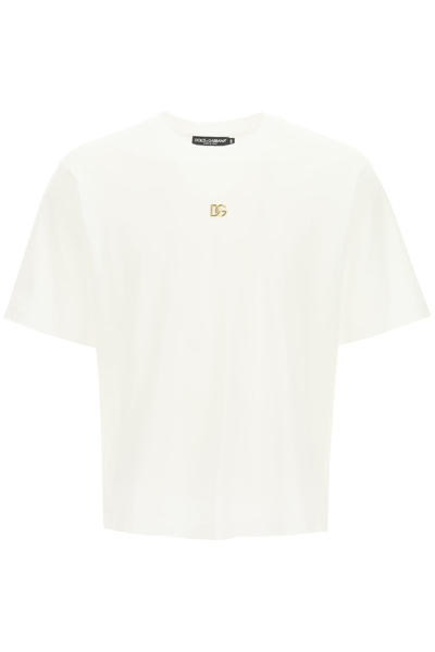 Shop Dolce & Gabbana T-shirt With Metal Dg Logo