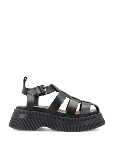 Shop Ganni Creepers Sandals In Black