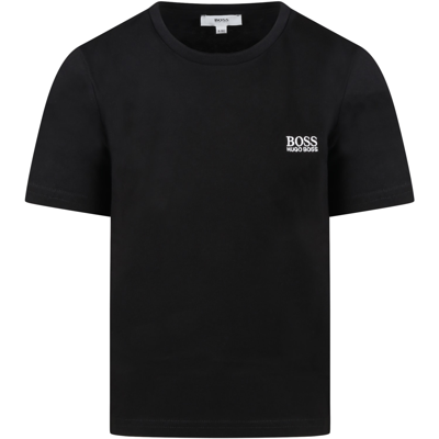 Shop Hugo Boss Black T-shirt For Boy With Logo