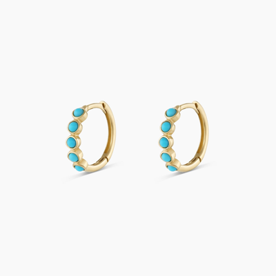 Shop Gorjana Classic Turquoise Huggies Earring In 14k Gold/turquoise