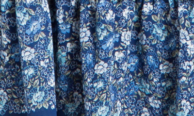 Shop Maxstudio Printed Ruffle Short Sleeve Dress In Ocean/ Blue Rosette Pnl