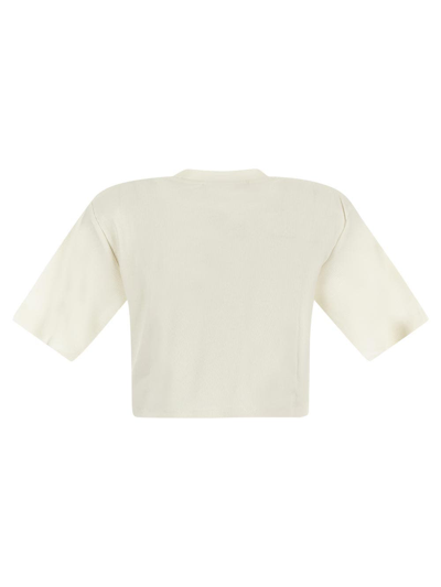 Shop Off-white Logo Ribbed Cropped T-shirt In White