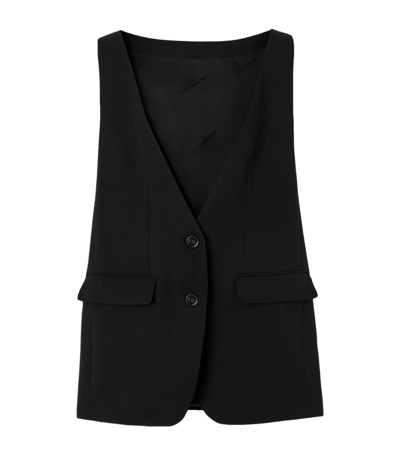 Shop Burberry Silk Sleeveless Tailored Jacket In Black