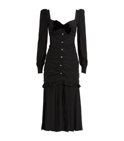 Shop Alessandra Rich Silk Bow-detail Midi Dress In Black