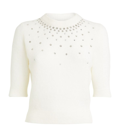 Shop Alessandra Rich Crystal-embellished Sweater In White