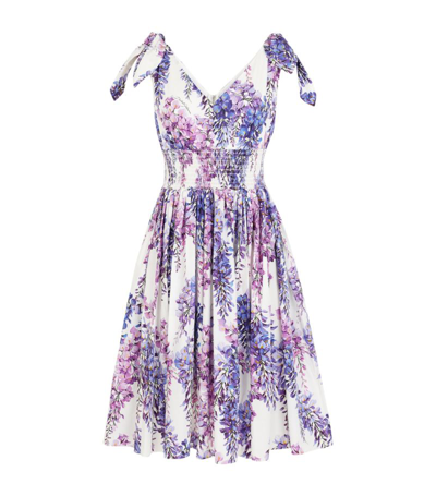 Shop Dolce & Gabbana Wisteria Print Midi Dress In Multi