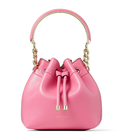 Shop Jimmy Choo Leather Bon Bon Bucket Bag In Pink