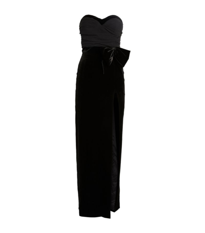 Shop Alessandra Rich Velvet Split-detail Midi Dress In Black