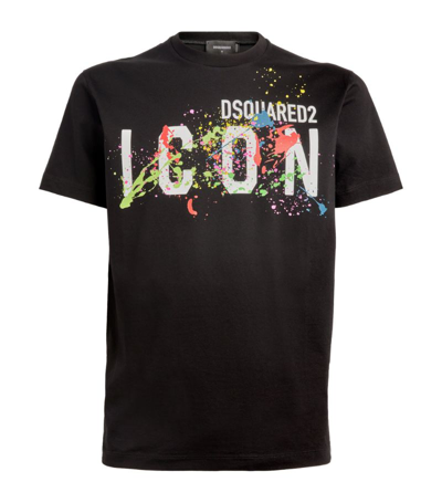 Shop Dsquared2 Icon Paint Splatter T-shirt In Black