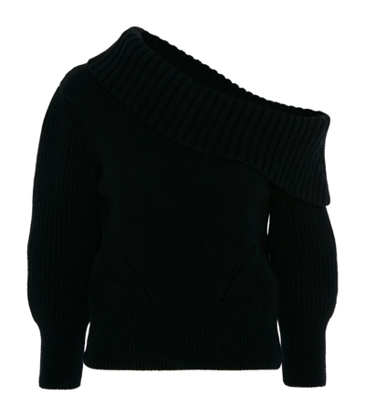 Shop Alexander Mcqueen Wool-cashmere One-shoulder Sweater In Black